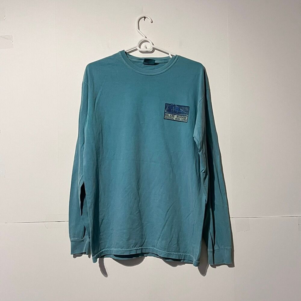 Comfort Colors Mens T-Shirt Size M Green Blue Ridge Scenic Railway Georgia